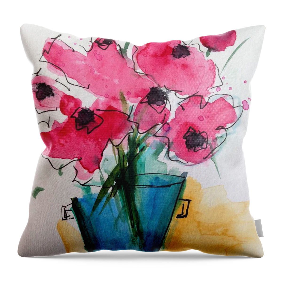 Bouquet Throw Pillow featuring the painting Crazy Bouquet by Britta Zehm