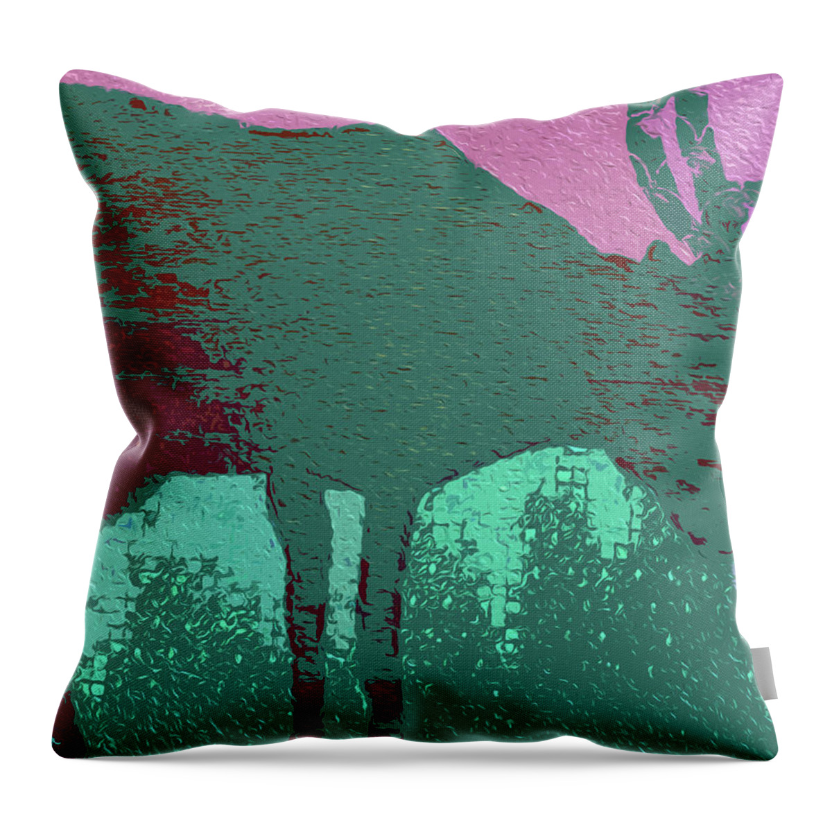 Moose Throw Pillow featuring the painting Crazy Looking Moose by Robert Margetts