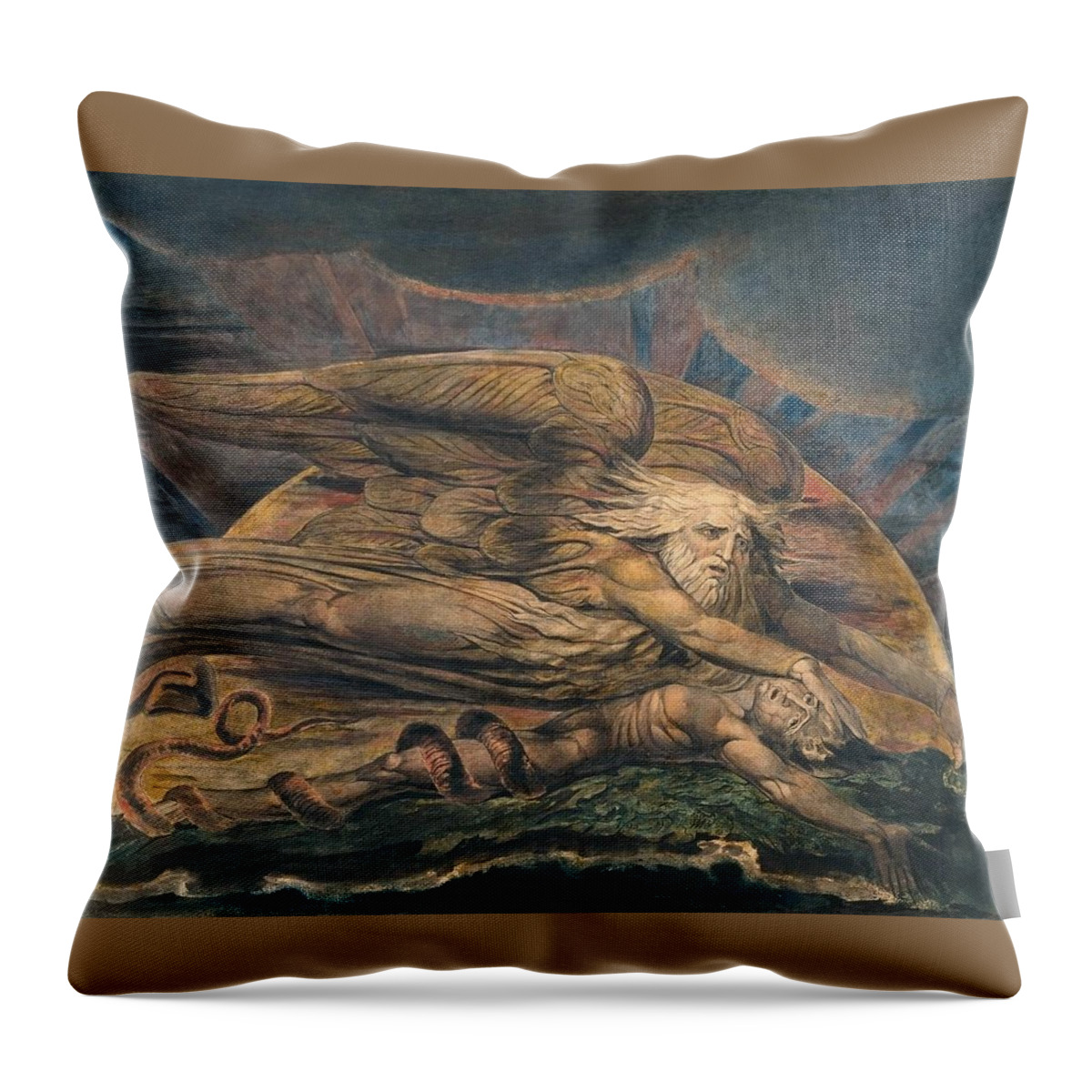 William Blake Elohim Creating Adam 1795c. 1805 Throw Pillow featuring the painting Creating Adam by MotionAge Designs