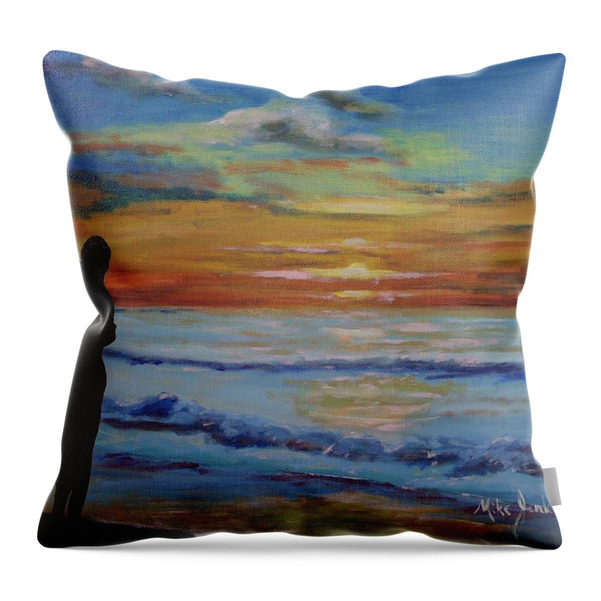 Genesis Throw Pillow featuring the painting Creation Day 6 by Mike Jenkins