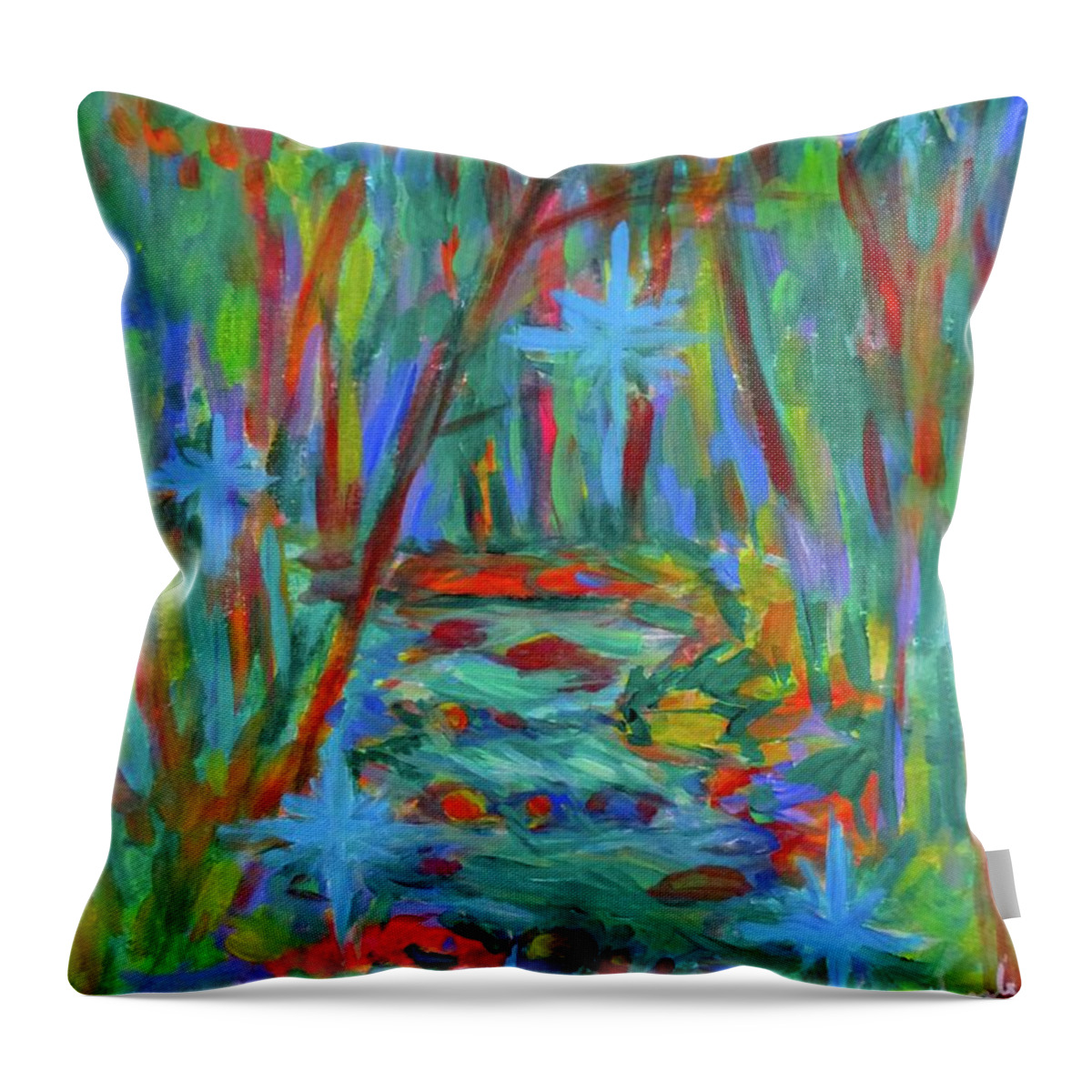 Creek Paintings Throw Pillow featuring the painting Creek Born of Stars Stage One by Kendall Kessler