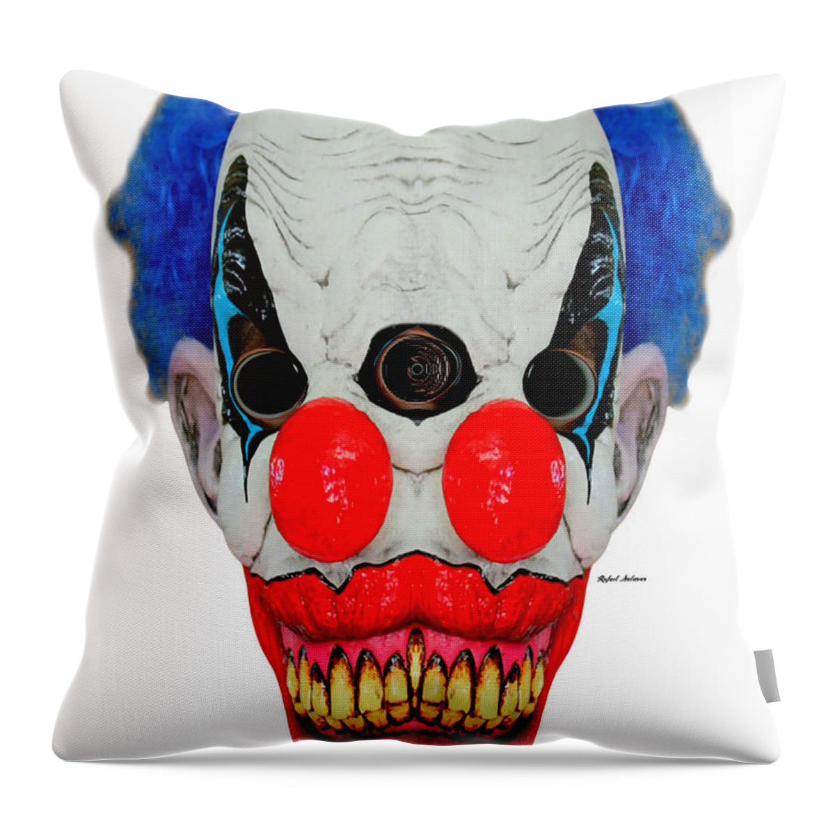 Rafael Salazar Throw Pillow featuring the digital art Creepy Clown by Rafael Salazar