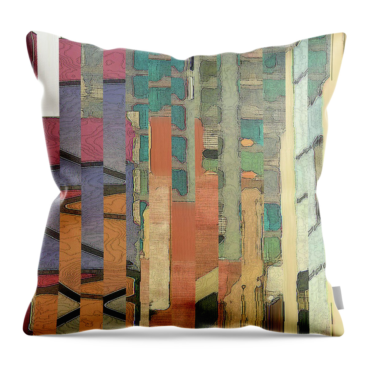 Abstract Throw Pillow featuring the digital art Crenellations by Gina Harrison