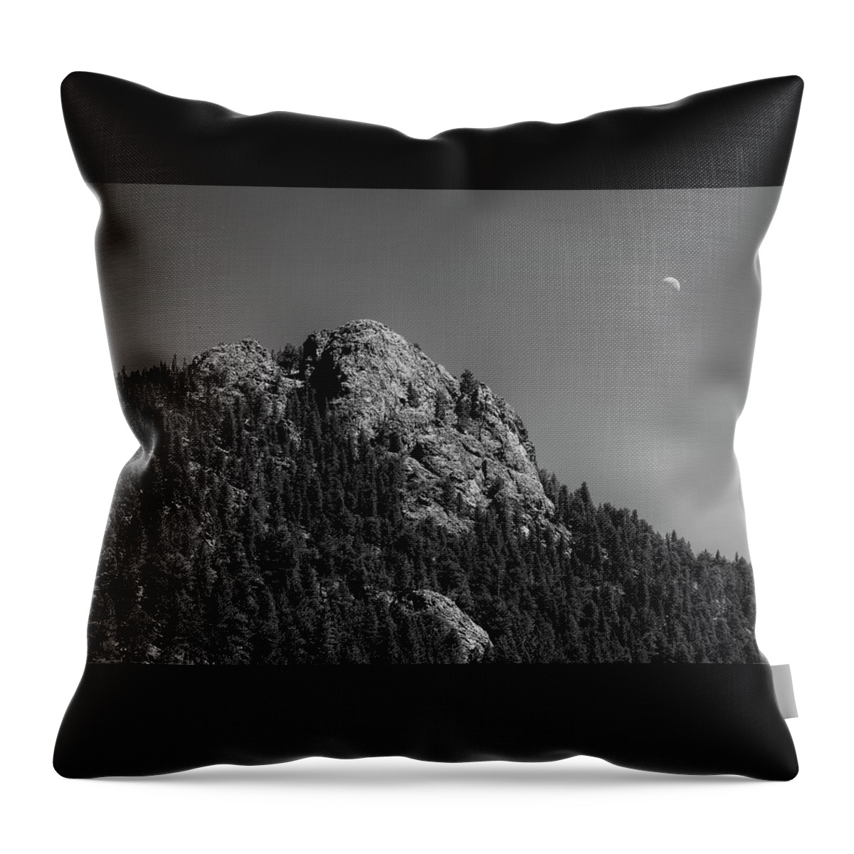 Buffalo Rock Throw Pillow featuring the photograph Crescent Moon and Buffalo Rock by James BO Insogna