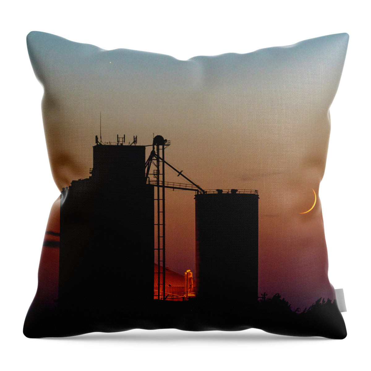 Kansas Throw Pillow featuring the photograph Crescent moon at Laird 05 by Rob Graham
