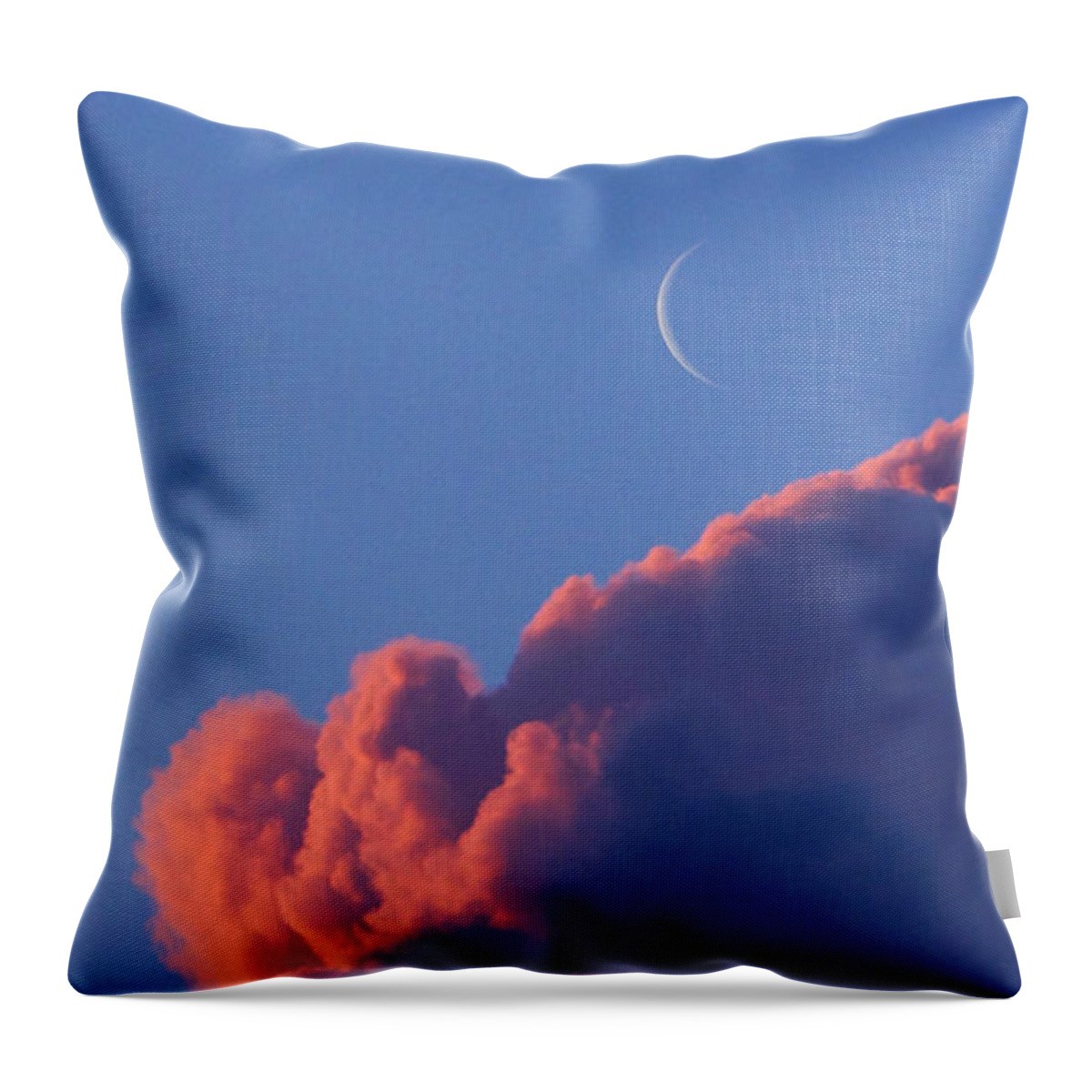 Moon Throw Pillow featuring the photograph Crescent Moon in the Pink by Lawrence S Richardson Jr
