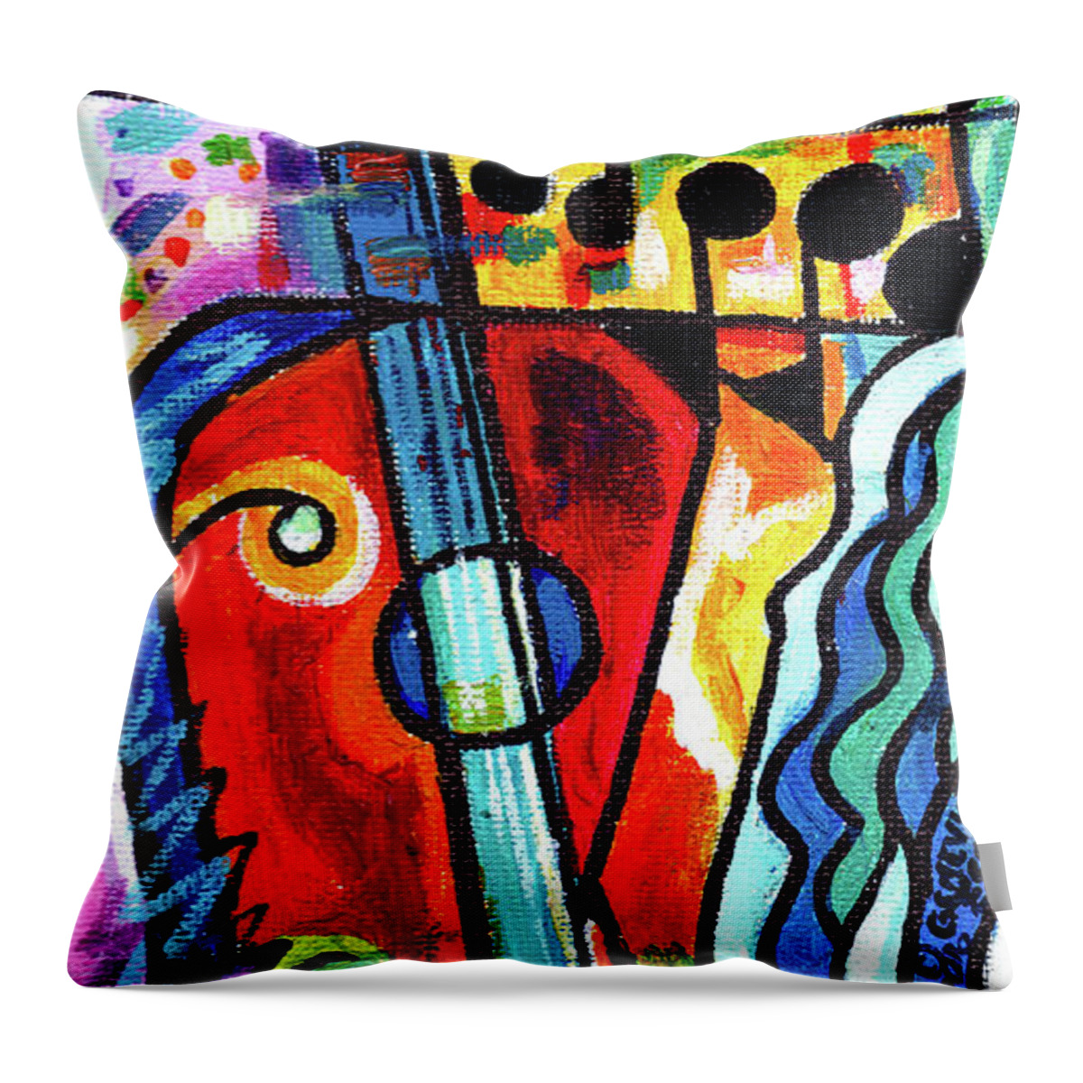 Whimsical Throw Pillow featuring the painting Creve Coeur Streetlight Banners Whimsical Motion 10 by Genevieve Esson