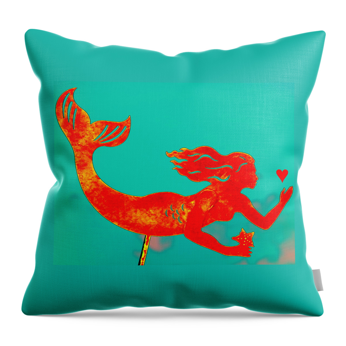 Mermaid Throw Pillow featuring the digital art Crimson Mermaid by Larry Beat