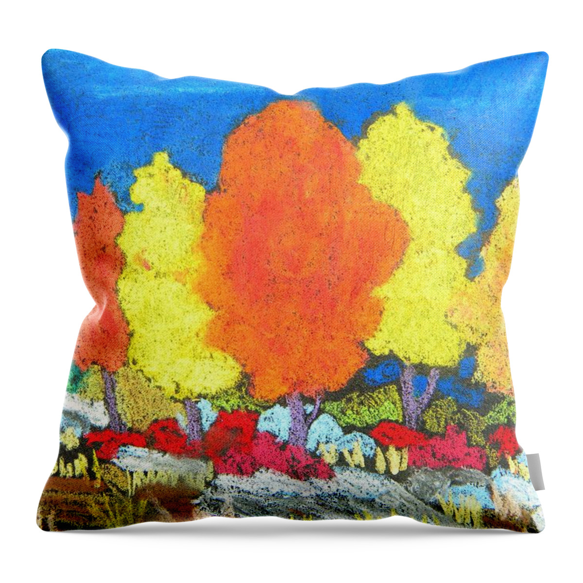 Fall Color Throw Pillow featuring the painting Crisp Autumn Day by Caroline Henry