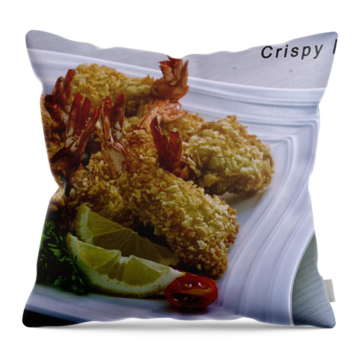 Prawns Throw Pillow featuring the photograph Crispy Prawns with Recipe by Charuhas Images