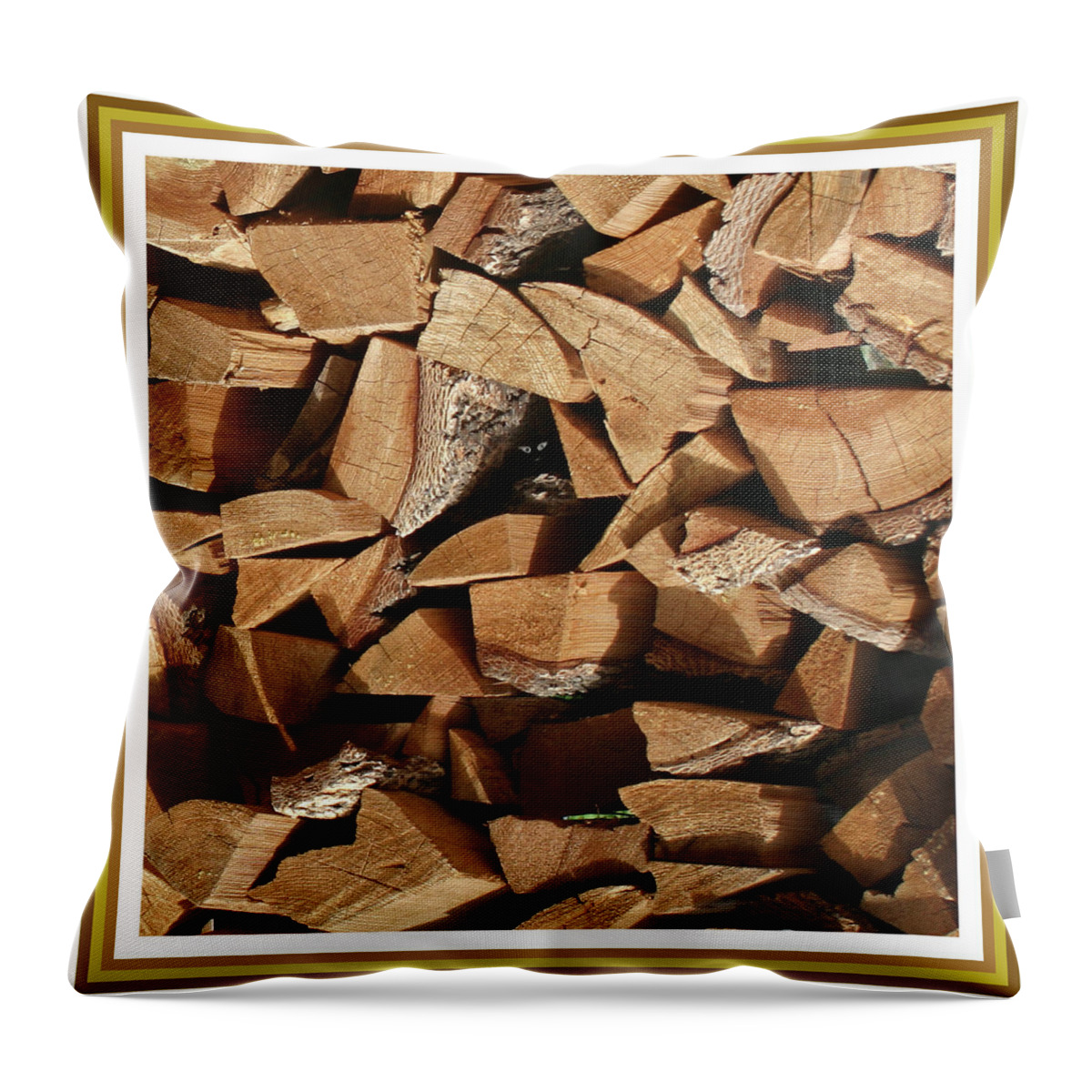 Find The Little Cutie In The Stacked Wood? Throw Pillow featuring the photograph Cutie Critter in the wood pile by Jack Pumphrey