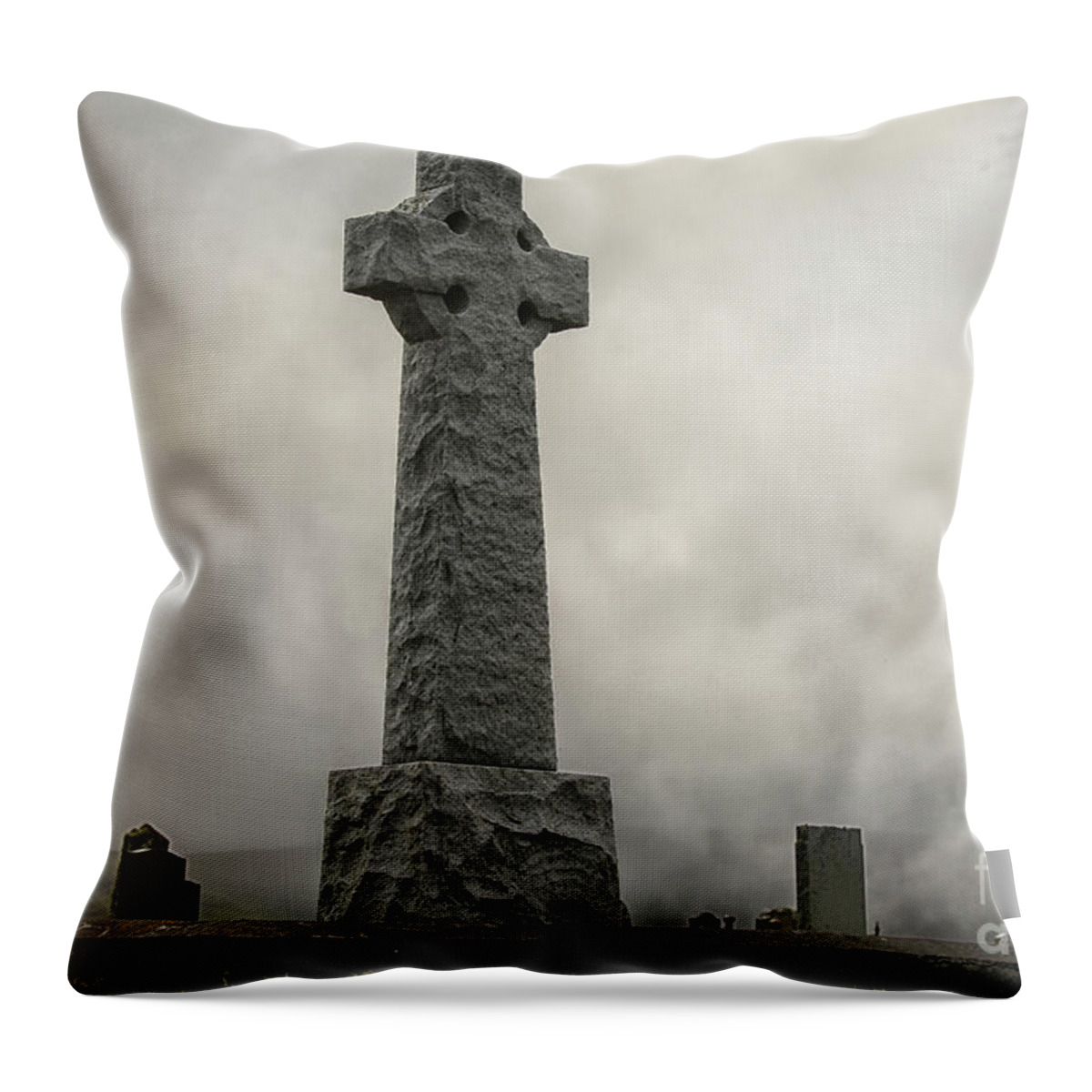 Cross Throw Pillow featuring the photograph Cross at Flora MacDonald's grave in Scotland by Patricia Hofmeester