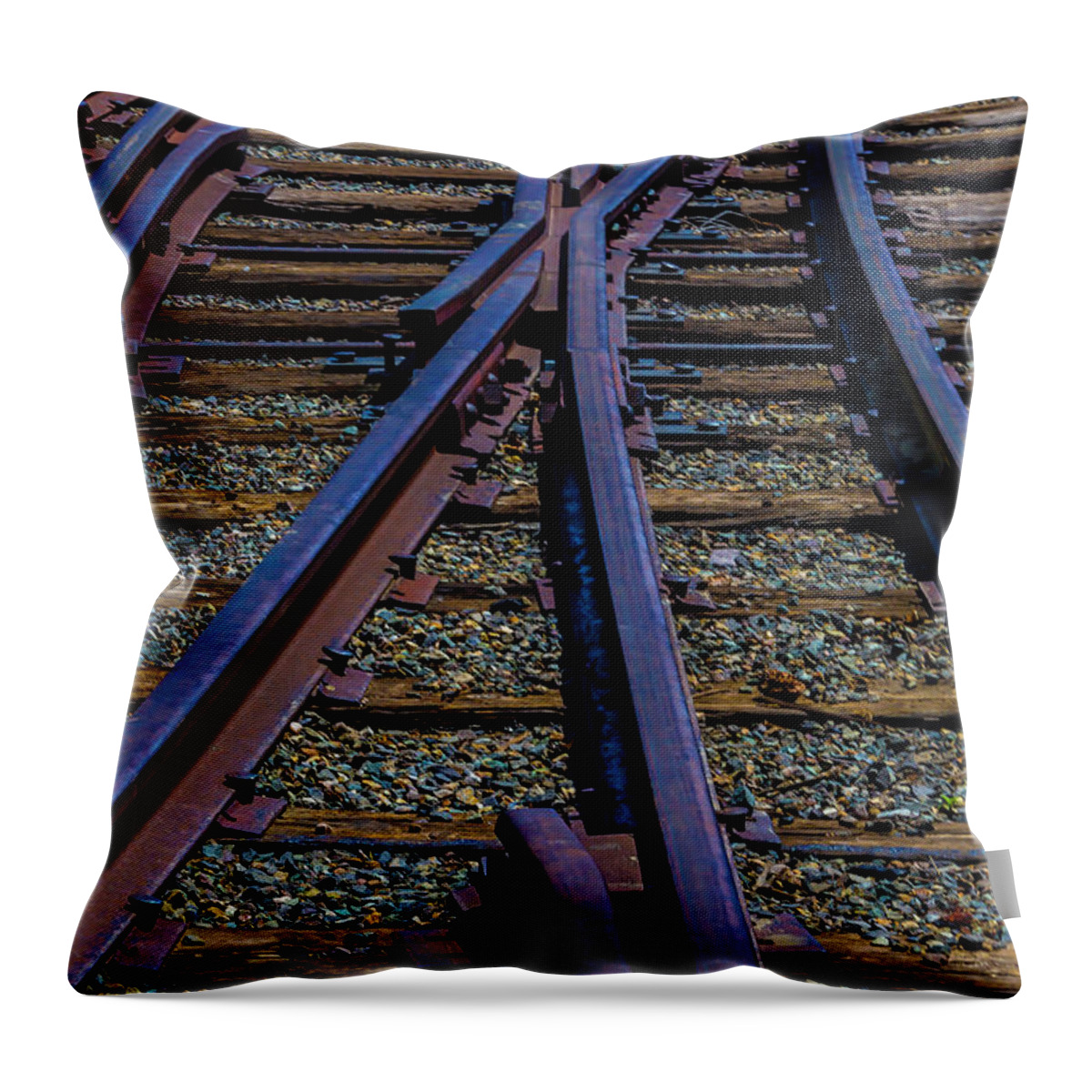 Railroad Throw Pillow featuring the photograph Cross Tracks by Garry Gay