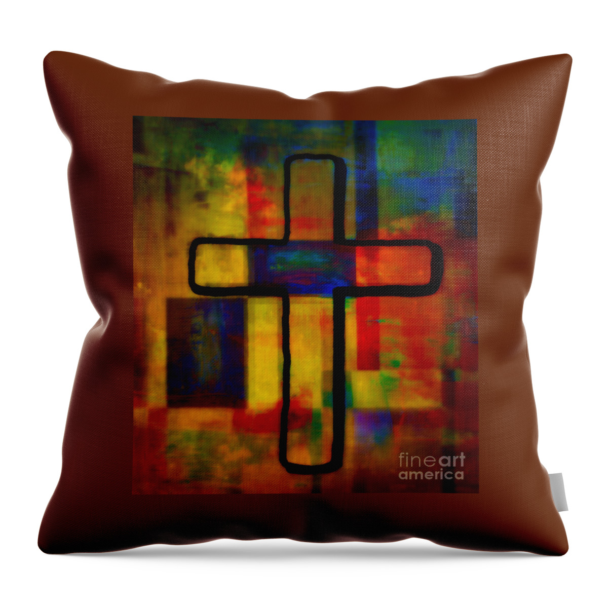 Cross Throw Pillow featuring the painting Cross XI by Wbk