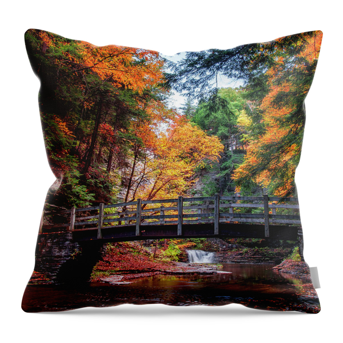 Waterfall Throw Pillow featuring the photograph Crossing Over by Mark Papke