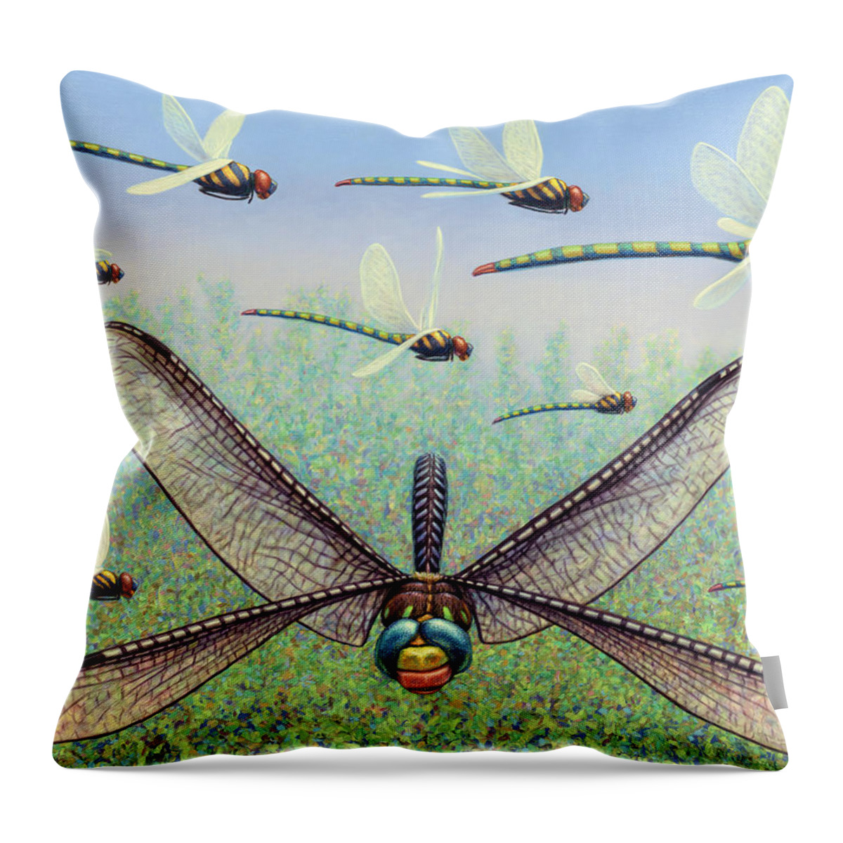 Dragonfly Throw Pillow featuring the painting Crossways by James W Johnson