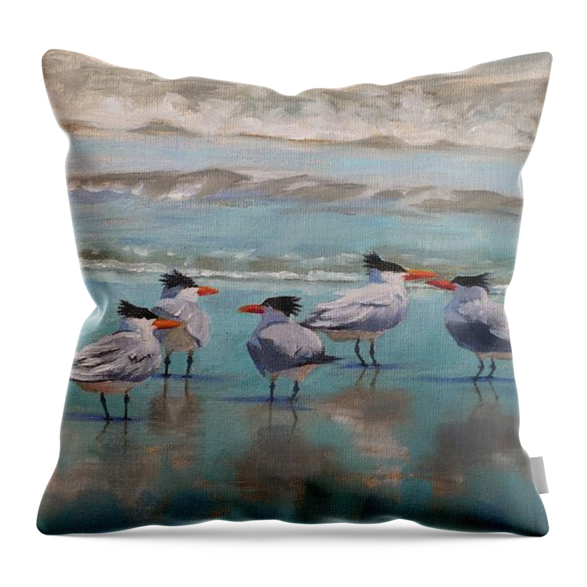 Eastern Throw Pillow featuring the painting Crowd Control by Pam Talley