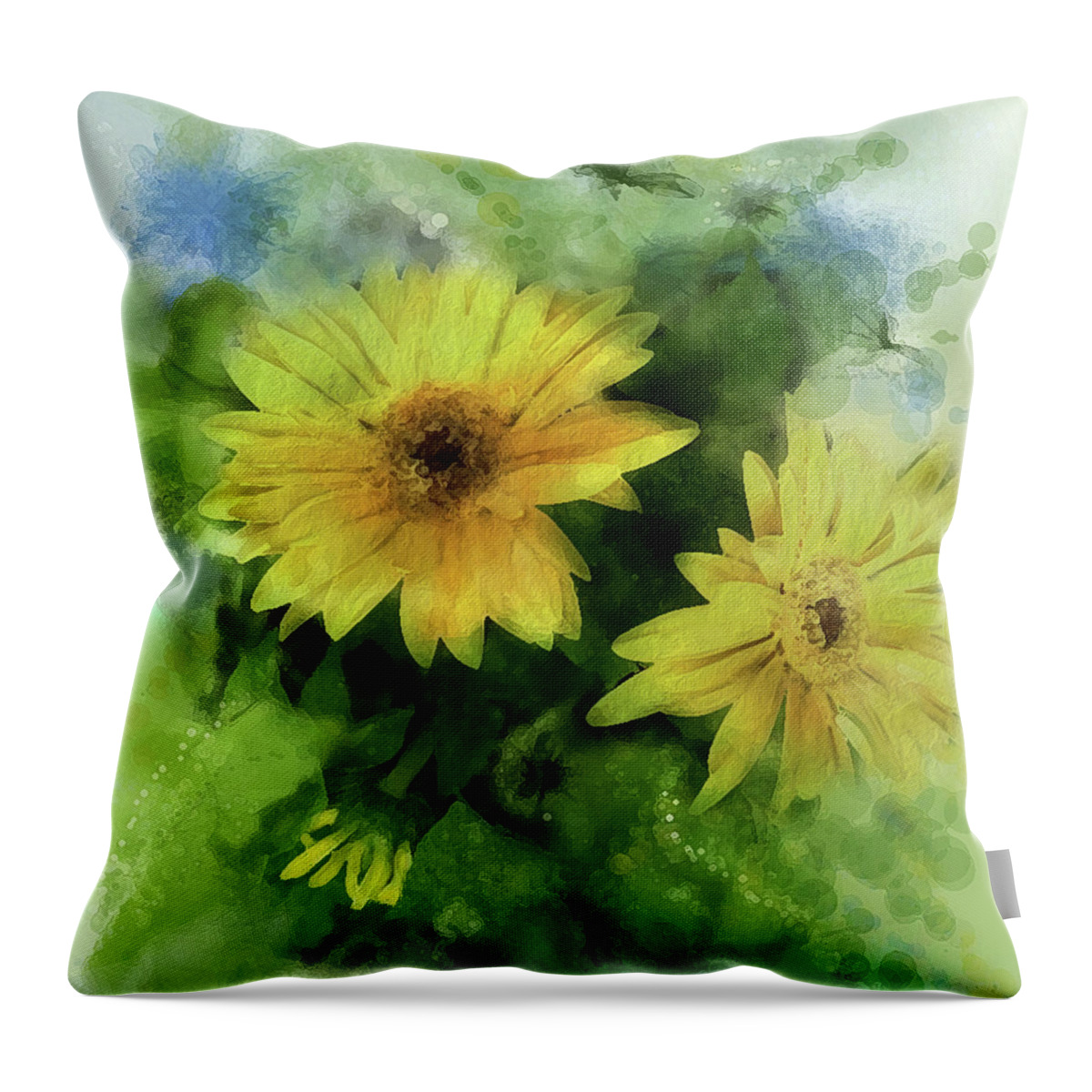 Daisies Throw Pillow featuring the digital art Crown Jewels by Gina Harrison