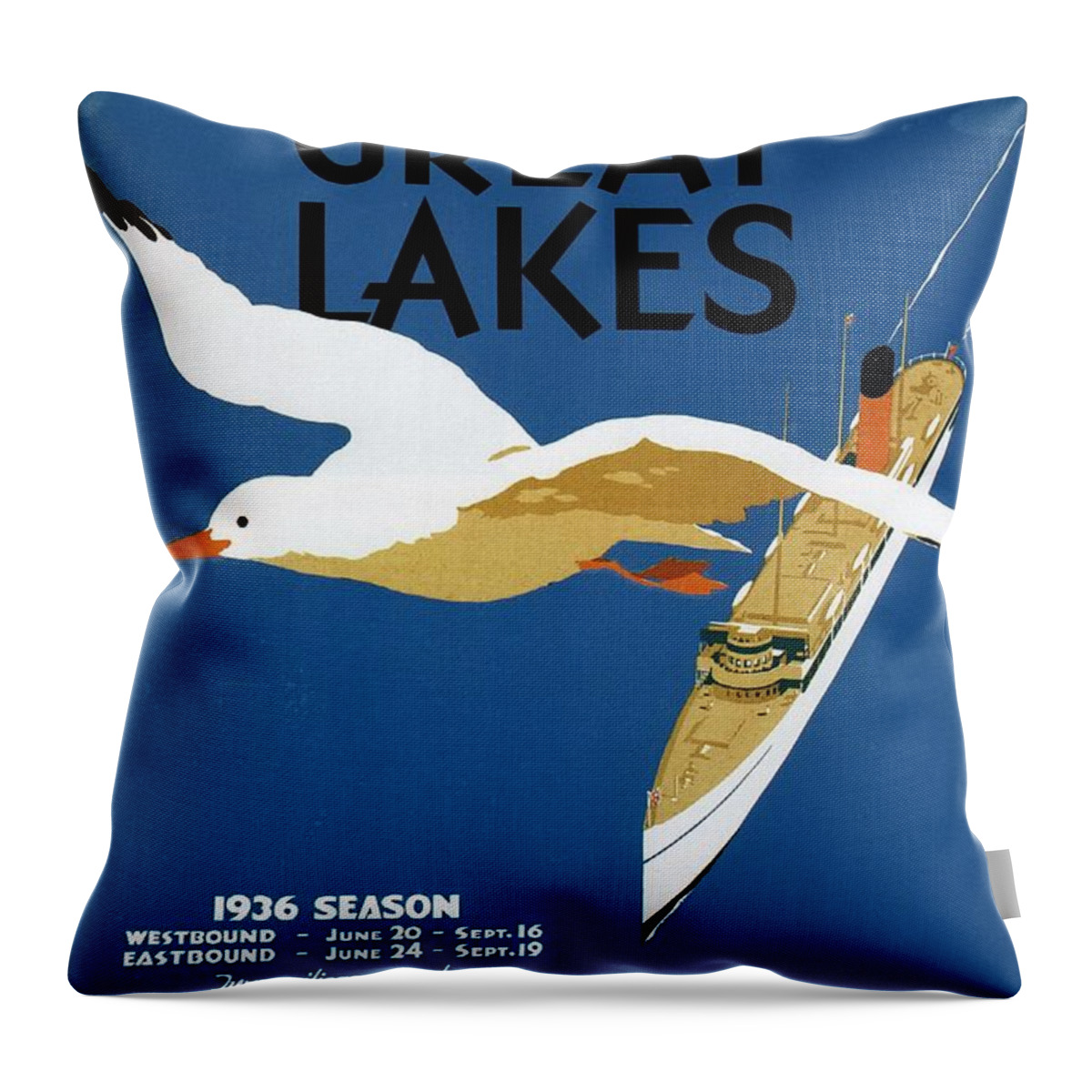 Travel Poster Throw Pillow featuring the mixed media Cruise Across The Great Lakes - Canadian Pacific - Retro travel Poster - Vintage Poster by Studio Grafiikka