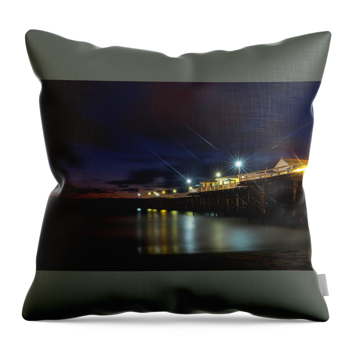 2017 Throw Pillow featuring the photograph Crystal Beach Pier Blue Hour by James Sage