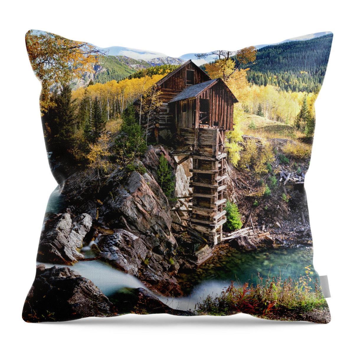 Crystal Mill Throw Pillow featuring the photograph Crystal Mill by David Soldano