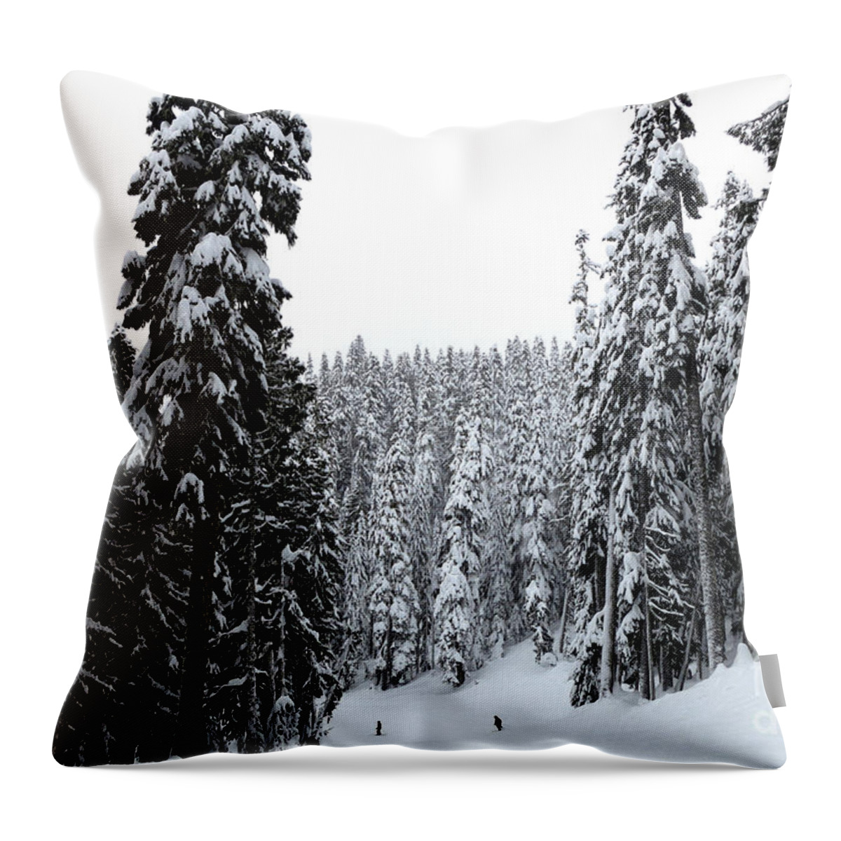 Ski Throw Pillow featuring the photograph Crystal Mountain Skiing 2 by Tatyana Searcy