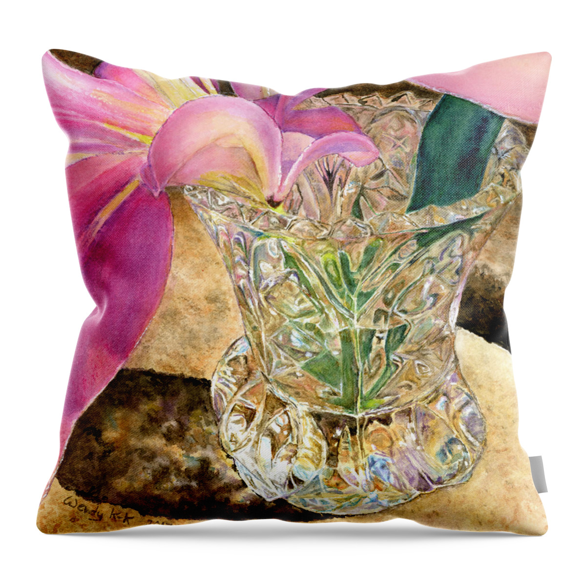 Lily Throw Pillow featuring the painting Crystalline Lily by Wendy Keeney-Kennicutt