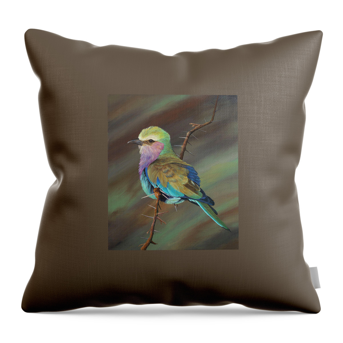 Nature Throw Pillow featuring the painting Crystal's bird by AnnaJo Vahle