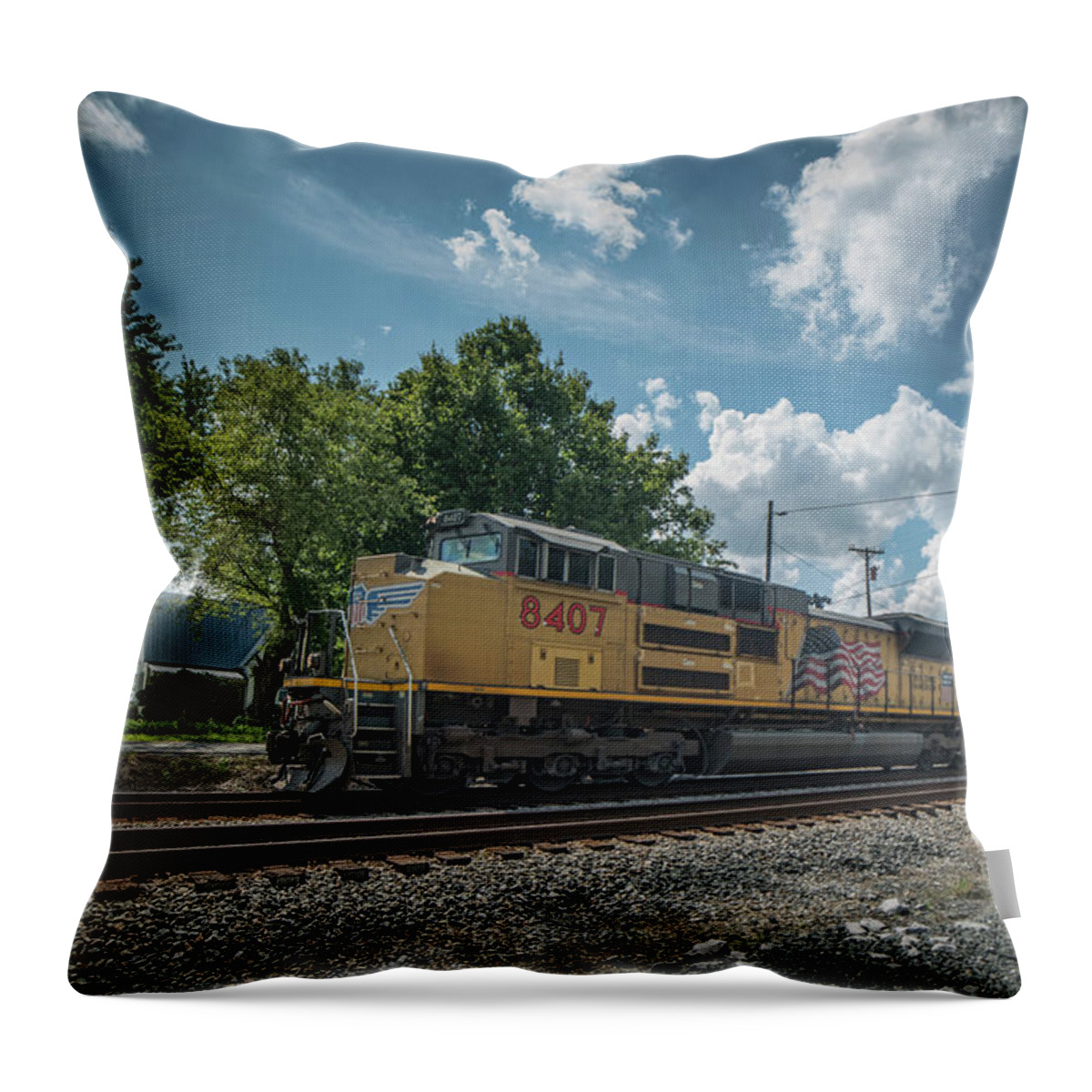 Railroad Tracks Throw Pillow featuring the photograph CSX loaded coal train N050 southbound at Hopkinsville ky by Jim Pearson