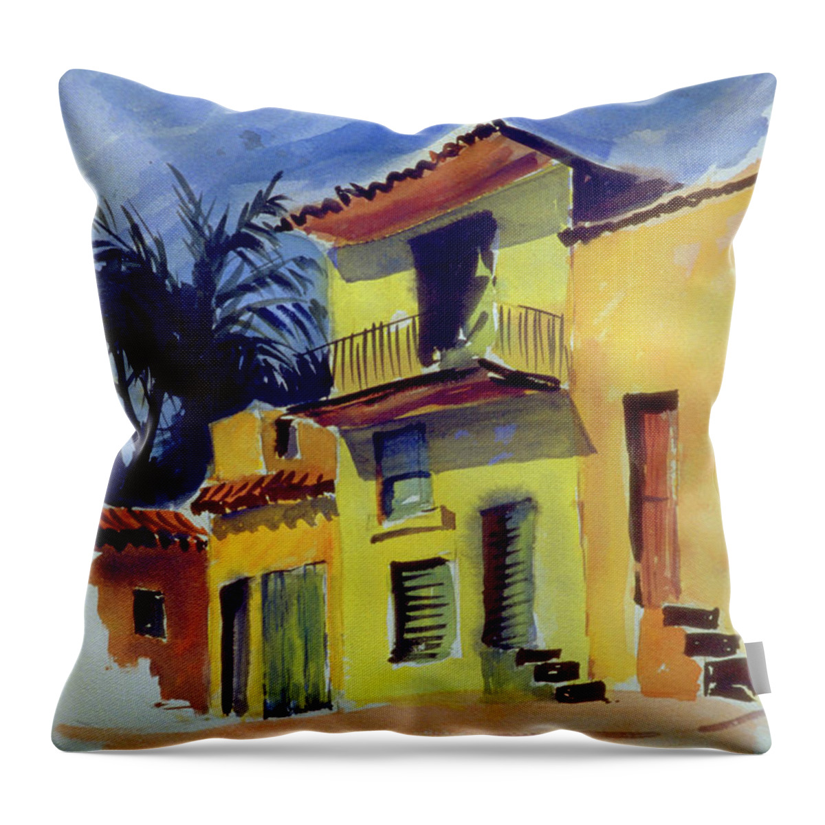 Cuba Spanish Market Southern Ocean Warm Climate North America Beach Sand Architecture Throw Pillow featuring the photograph Cuban Architecture by Mike Goldstein