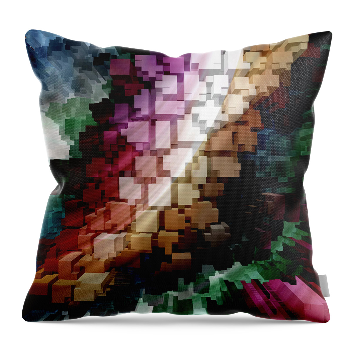 Abstract Throw Pillow featuring the digital art Cube Centric Dark Wind by Rolando Burbon