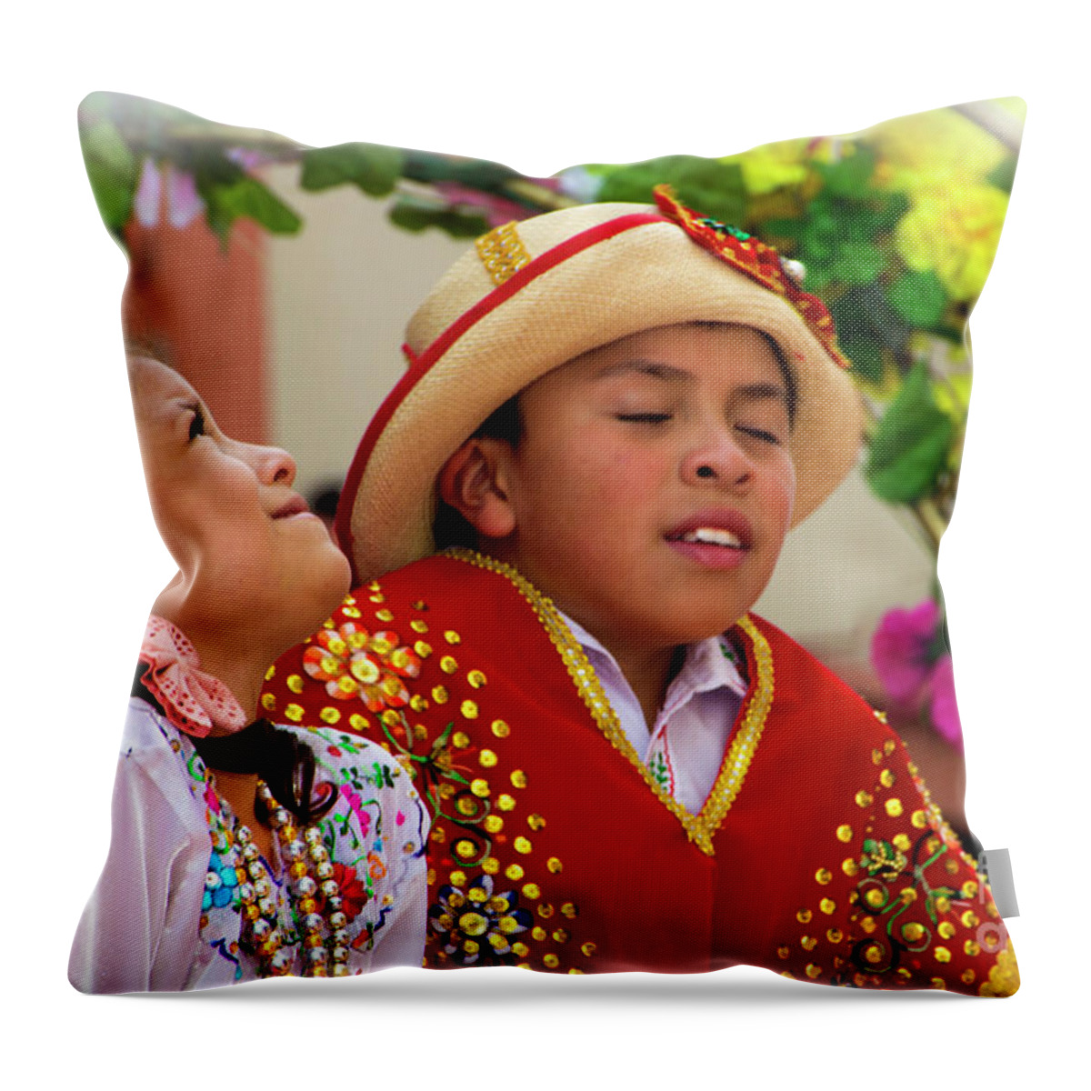 Boy Throw Pillow featuring the photograph Cuenca Kids 835 by Al Bourassa
