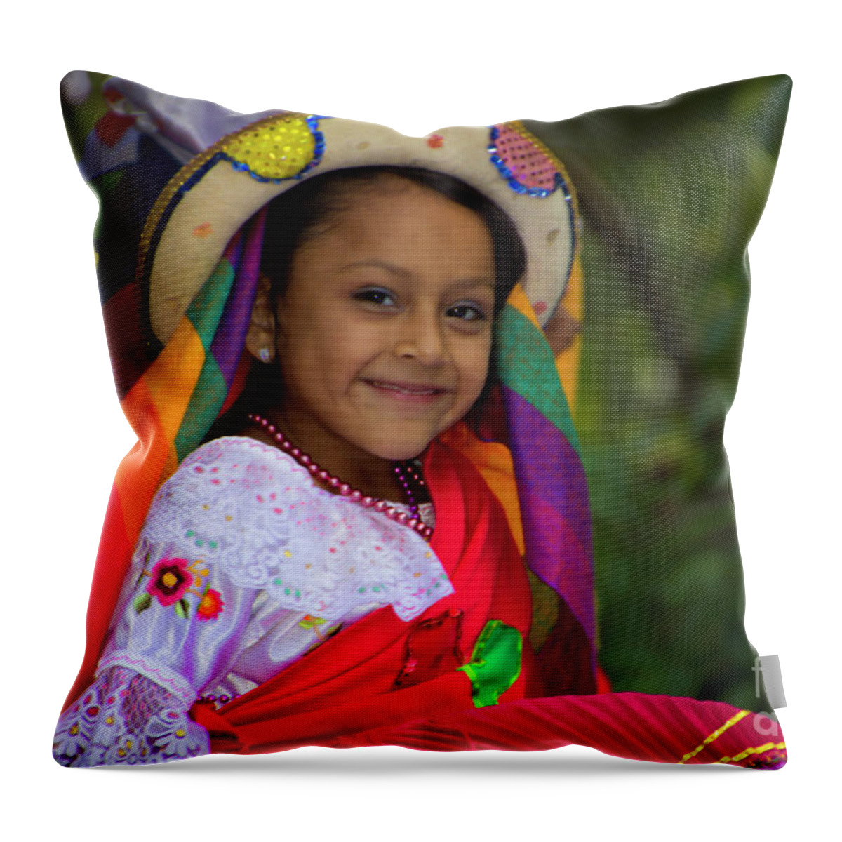 Girl Throw Pillow featuring the photograph Cuenca Kids 865 by Al Bourassa