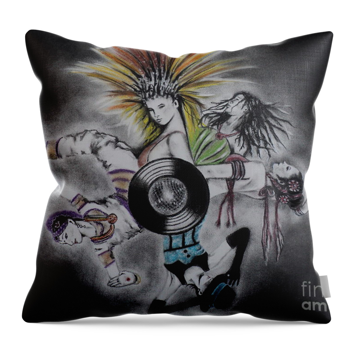 Music Throw Pillow featuring the drawing Cultural Affair by Carla Carson