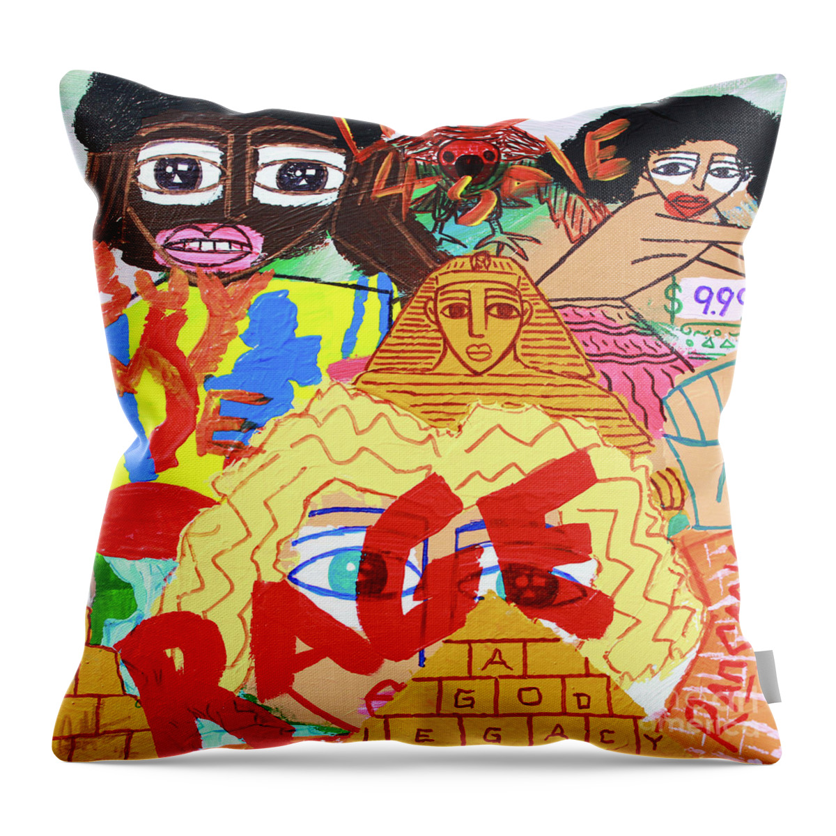  Throw Pillow featuring the painting Culture Vultures by Odalo Wasikhongo