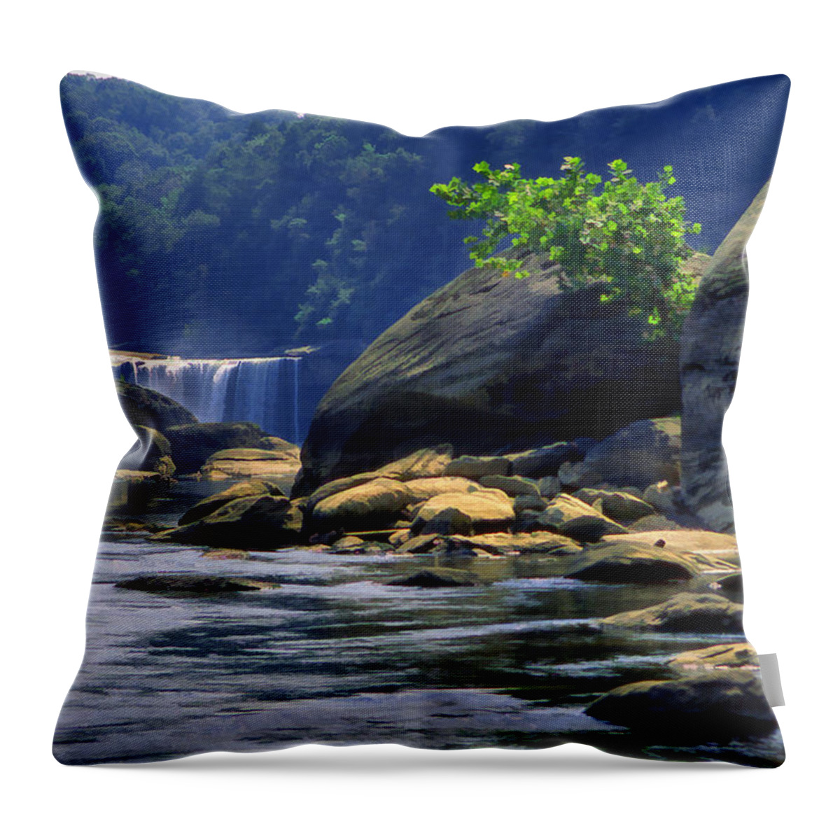 Water Throw Pillow featuring the photograph Cumberland Below the Falls by Sam Davis Johnson
