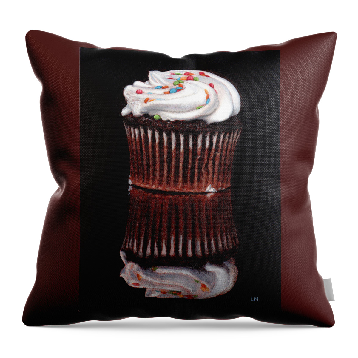 Cupcake Throw Pillow featuring the painting Cupcake Reflections by Linda Merchant