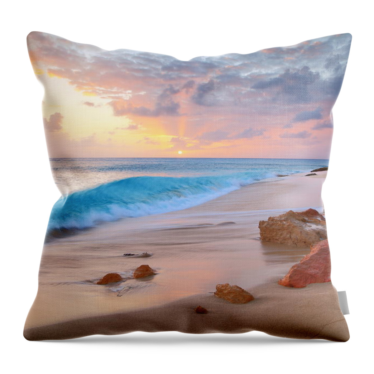 Beach Throw Pillow featuring the photograph Cupecoy Beach Sunset Saint Maarten by Roupen Baker