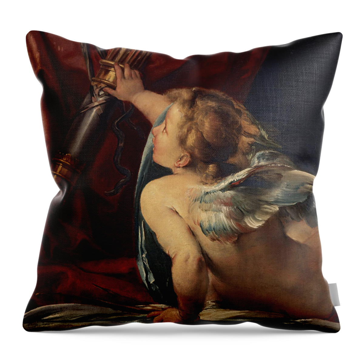 Giulio Throw Pillow featuring the painting Cupid by Giulio Cesare Procaccini