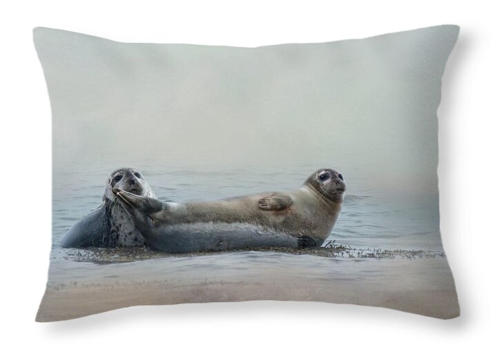 Seal Throw Pillow featuring the photograph Curious Onlookers by Robin-Lee Vieira