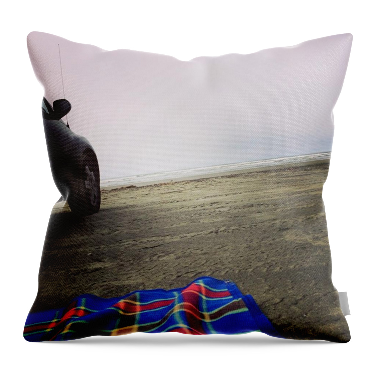 Ocean Throw Pillow featuring the photograph Cloudy Day at the Beach by Lily Foist