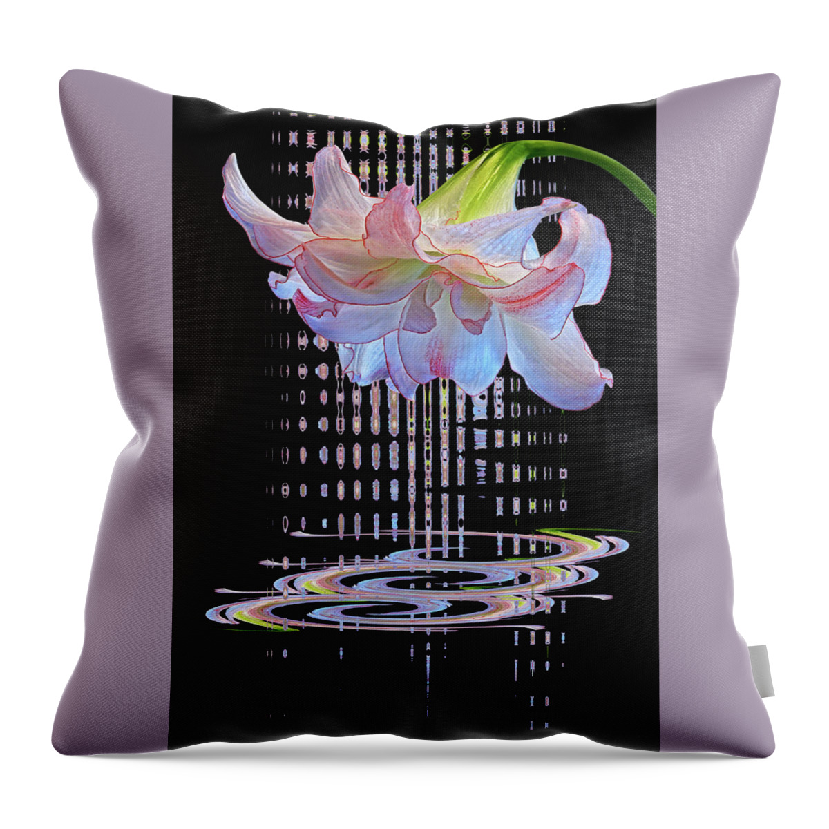 Pink Flowers Throw Pillow featuring the photograph Curtain Of Dreams - Amaryllis Abstract by Gill Billington
