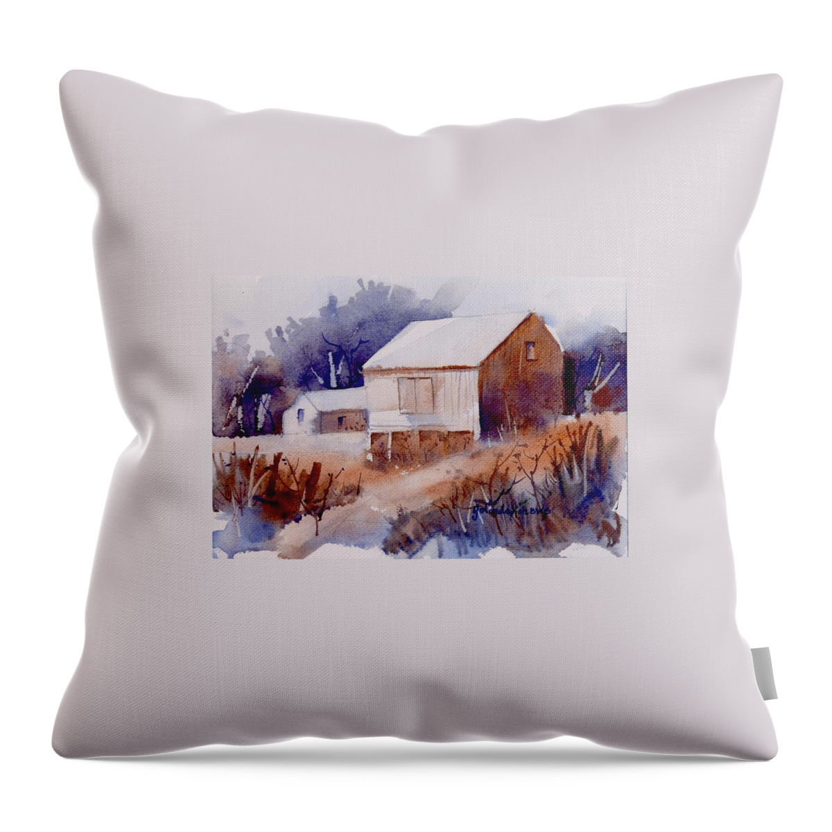 Farm Throw Pillow featuring the painting Curtis Farm in Ellicott City by Yolanda Koh
