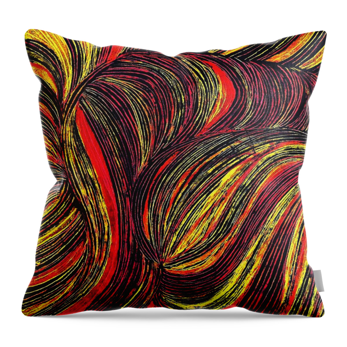 Curve Throw Pillow featuring the drawing Curved Lines 3 by Sarah Loft