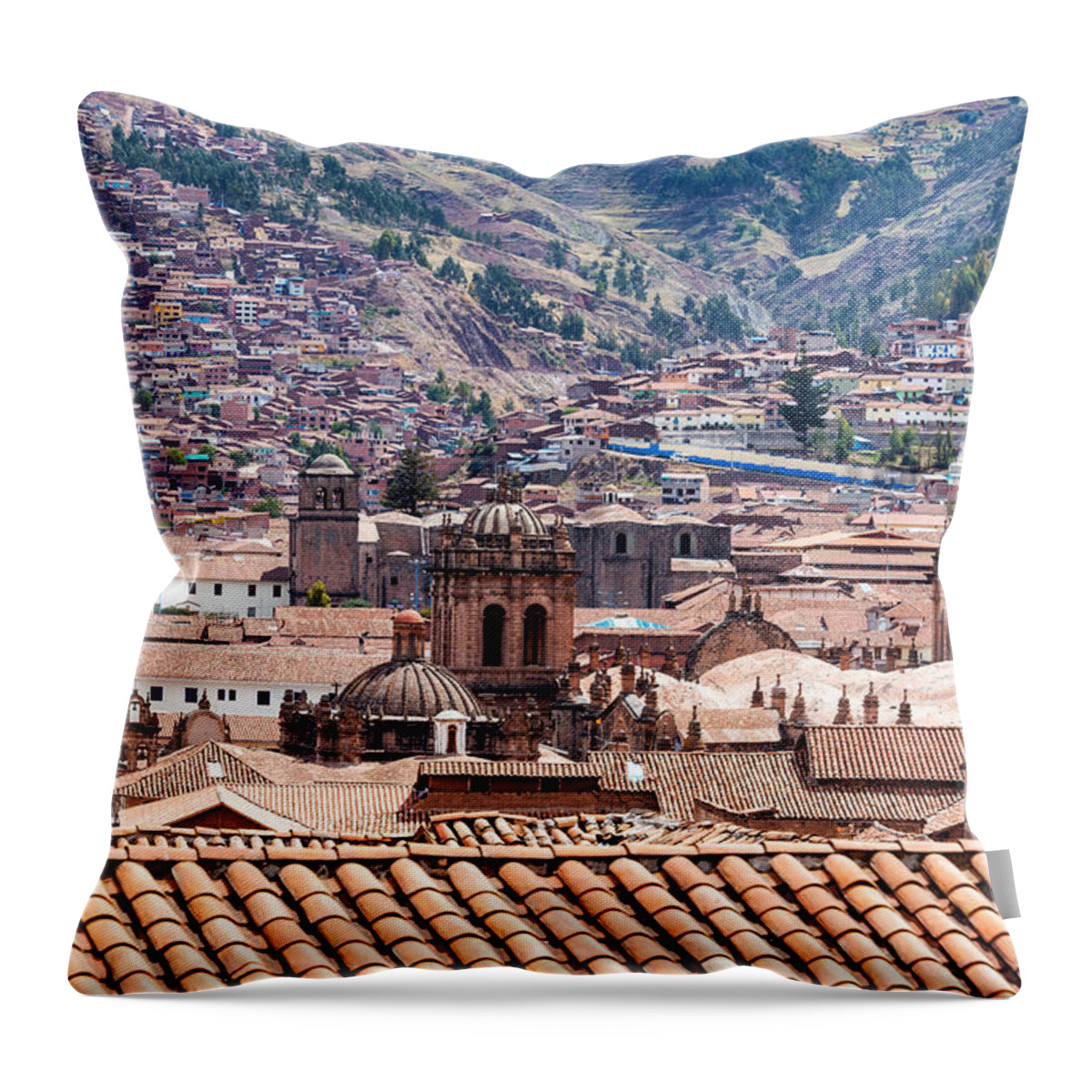 Cusco Throw Pillow featuring the photograph Cusco Cityscape by Jess Kraft
