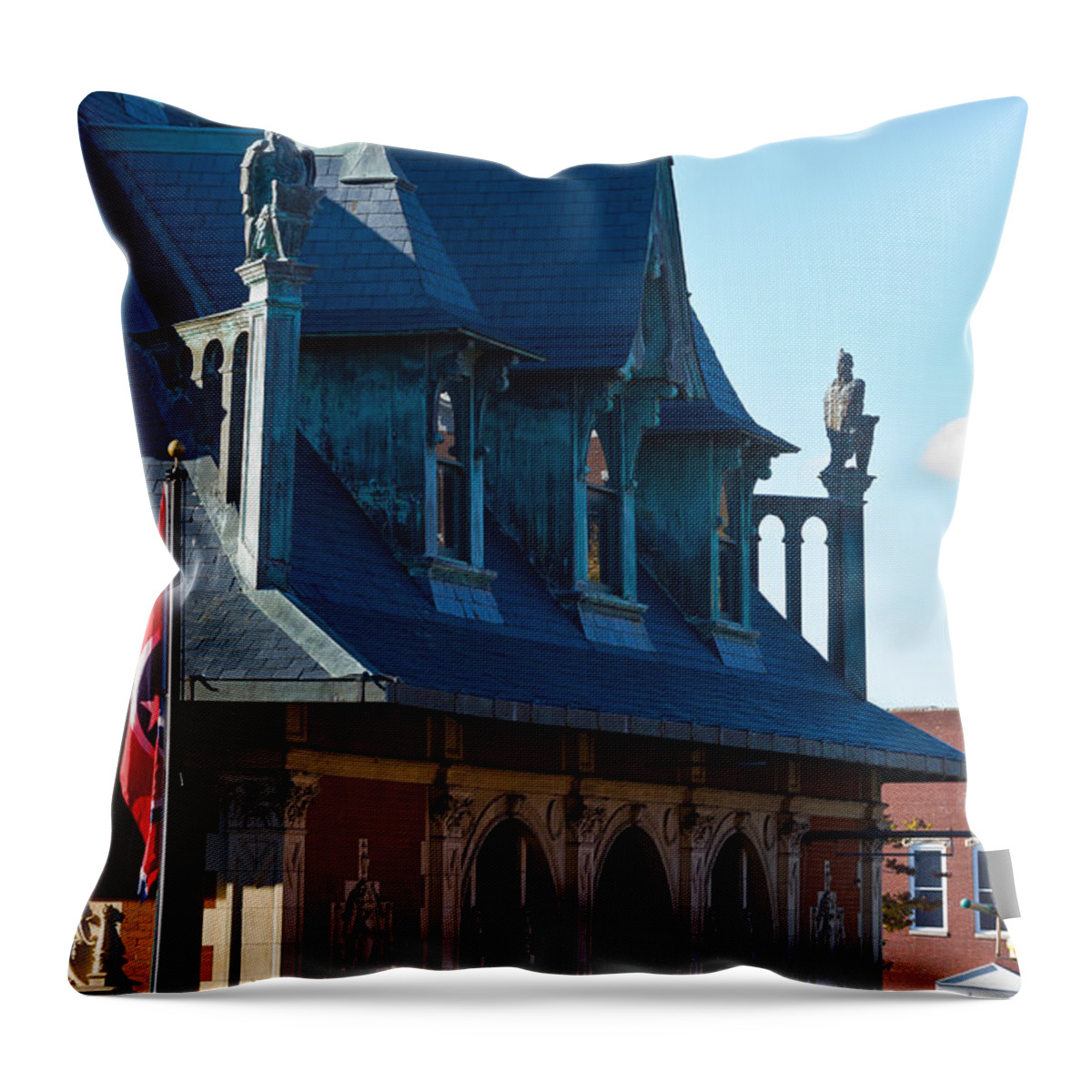 Architecture Throw Pillow featuring the photograph Customs House in Clarksville by Ed Gleichman