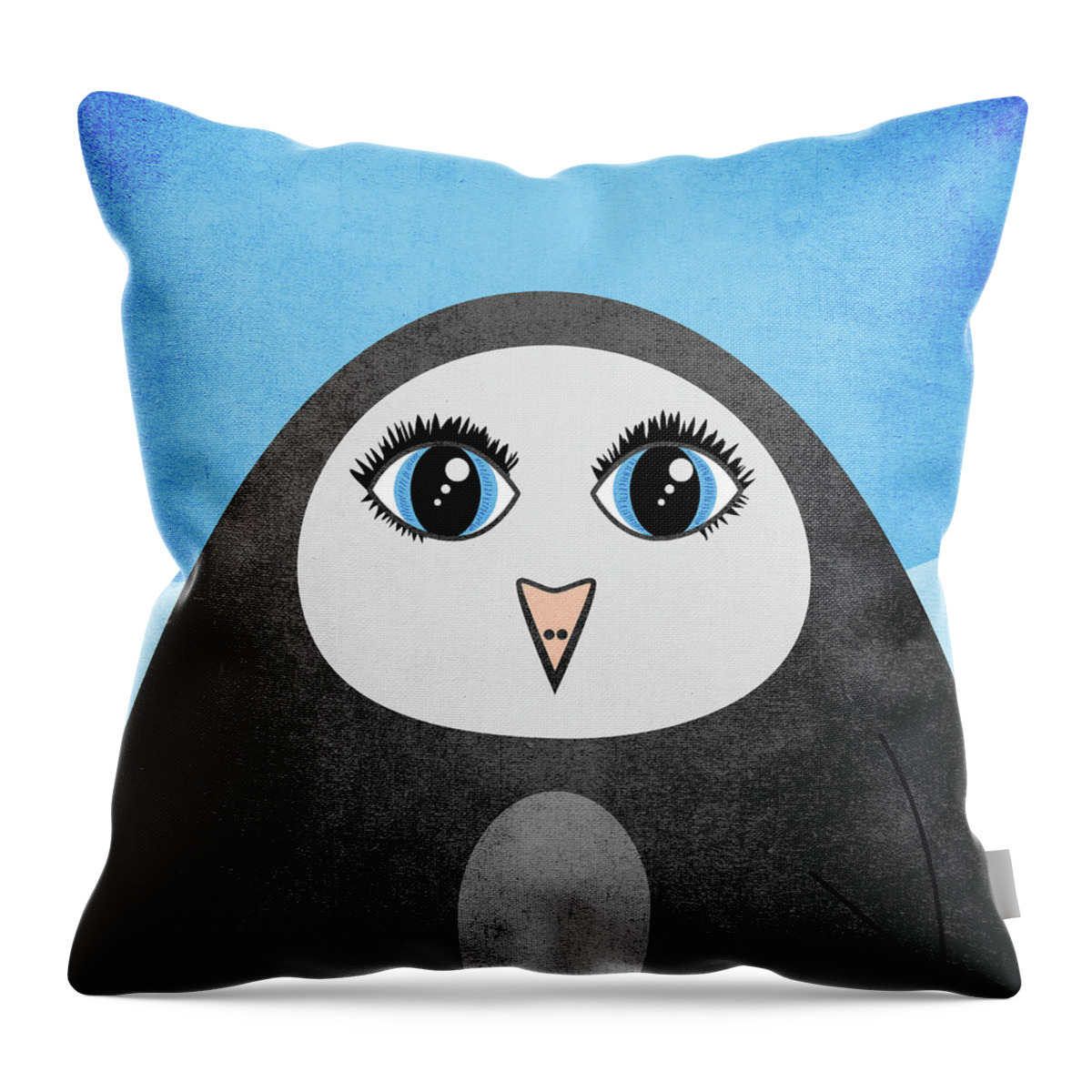 Penguin Throw Pillow featuring the digital art Cute Geometric Penguin by Boriana Giormova