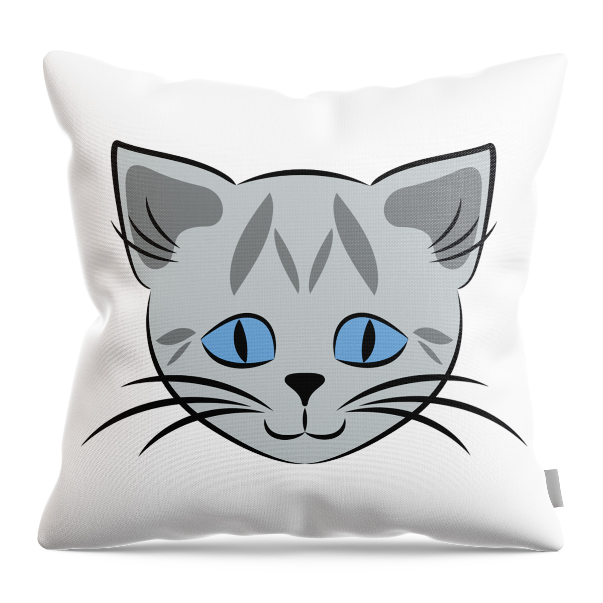 Graphic Cat Throw Pillow featuring the digital art Cute Gray Tabby Cat Face by MM Anderson
