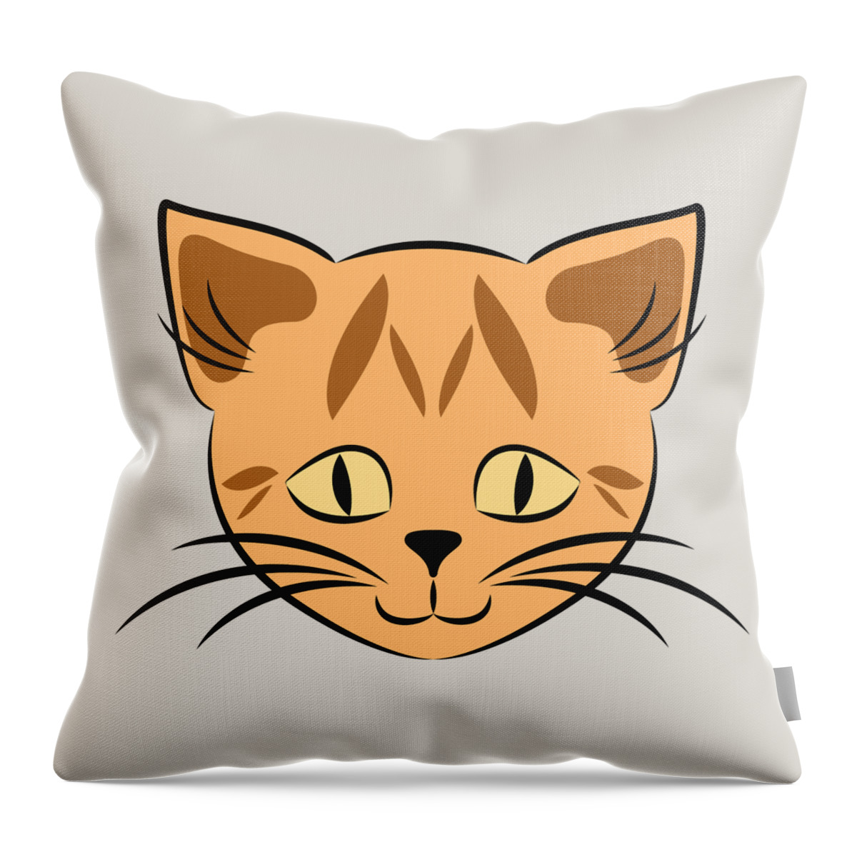 Graphic Cat Throw Pillow featuring the digital art Cute Orange Tabby Cat Face by MM Anderson