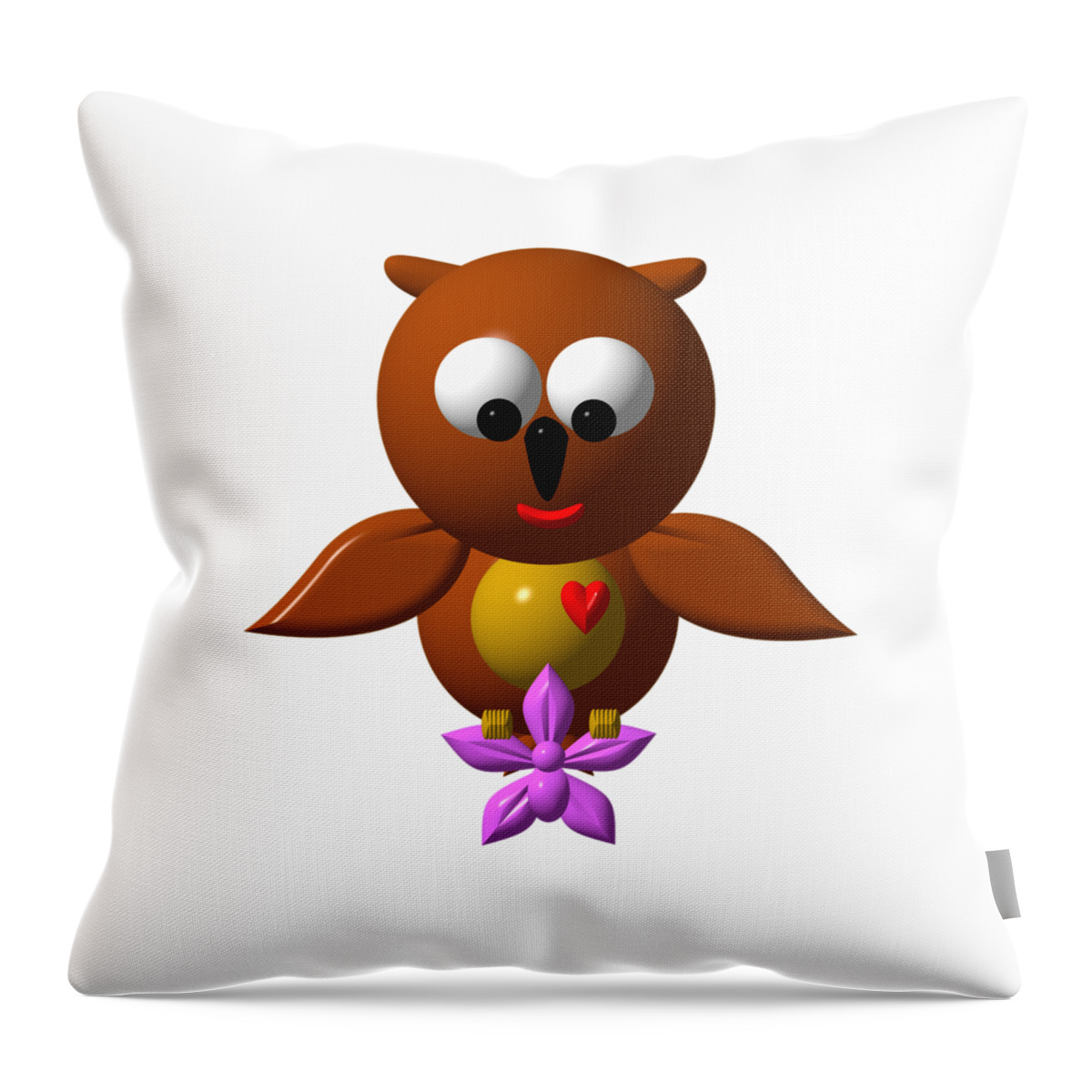 Owls Throw Pillow featuring the digital art Cute Owl with Orchid by Rose Santuci-Sofranko